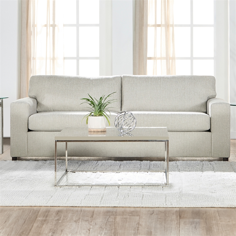 New Classic Furniture Kylo Polyester Fabric 3-Seater Sofa in Chiffon Natural