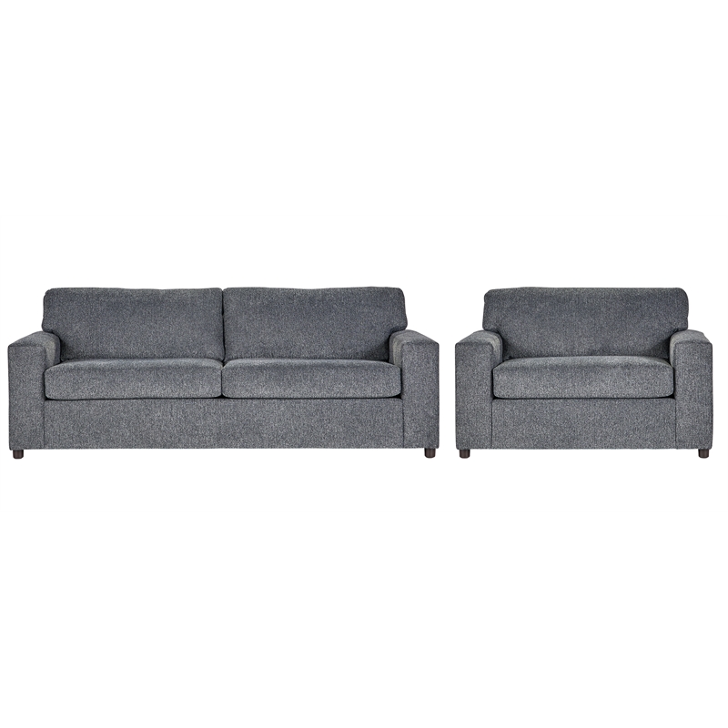 New Classic Furniture Kylo 2 PC Fabric Sofa and Cuddle Chair Set in Ash Gray