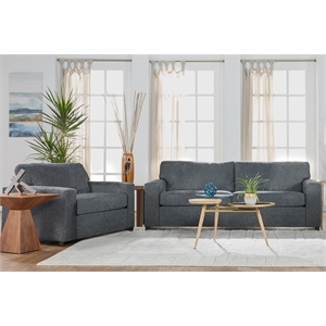 New Classic Furniture Kylo 2 PC Fabric Sofa and Cuddle Chair Set in Ash Gray