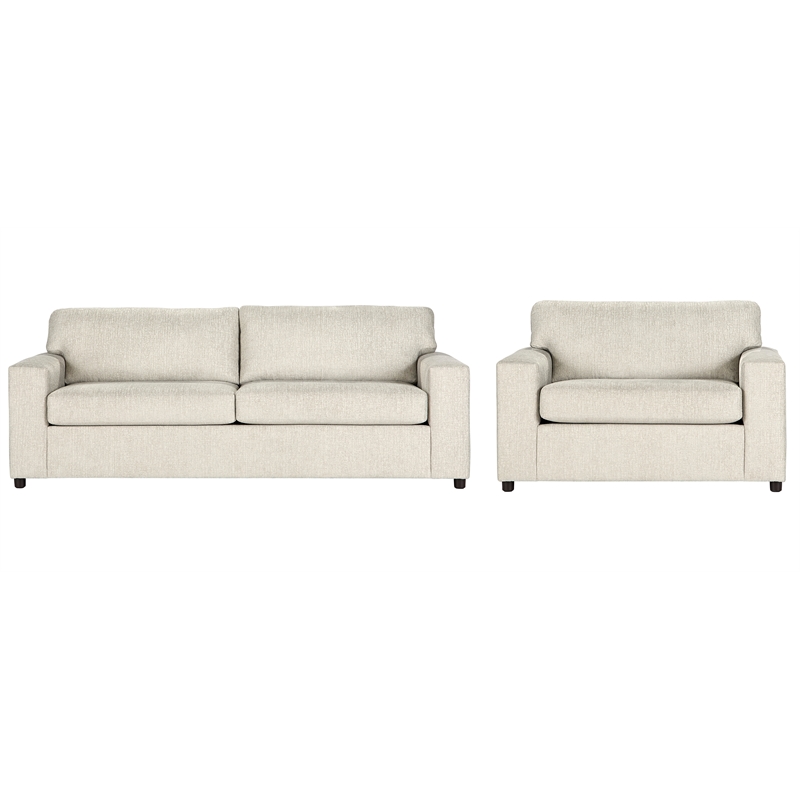 New Classic Furniture Kylo 2 PC Fabric Sofa and Cuddle Chair Set in Natural