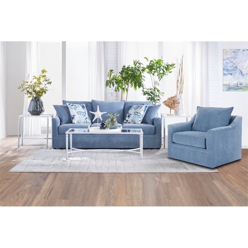 New Classic Furniture Sylvie 2 PC Fabric Sofa and Chair Set in Blue Slate