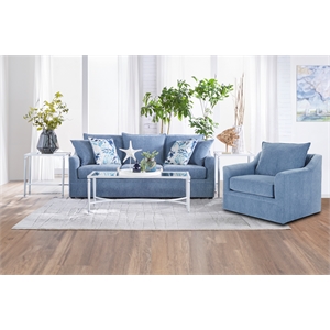 New Classic Furniture Sylvie 2 PC Fabric Sofa and Chair Set in Blue Slate