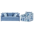 New Classic Furniture Sylvie 2 PC Fabric Sofa and Chair Set in Blue and White