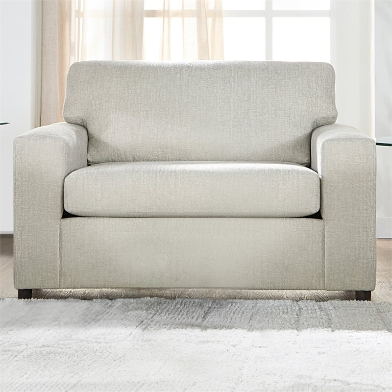 New Classic Furniture Kylo Polyester Fabric Cuddle Chair in Chiffon Natural