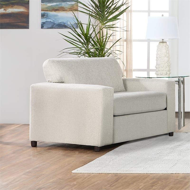 New Classic Furniture Kylo Polyester Fabric Cuddle Chair in Chiffon Natural