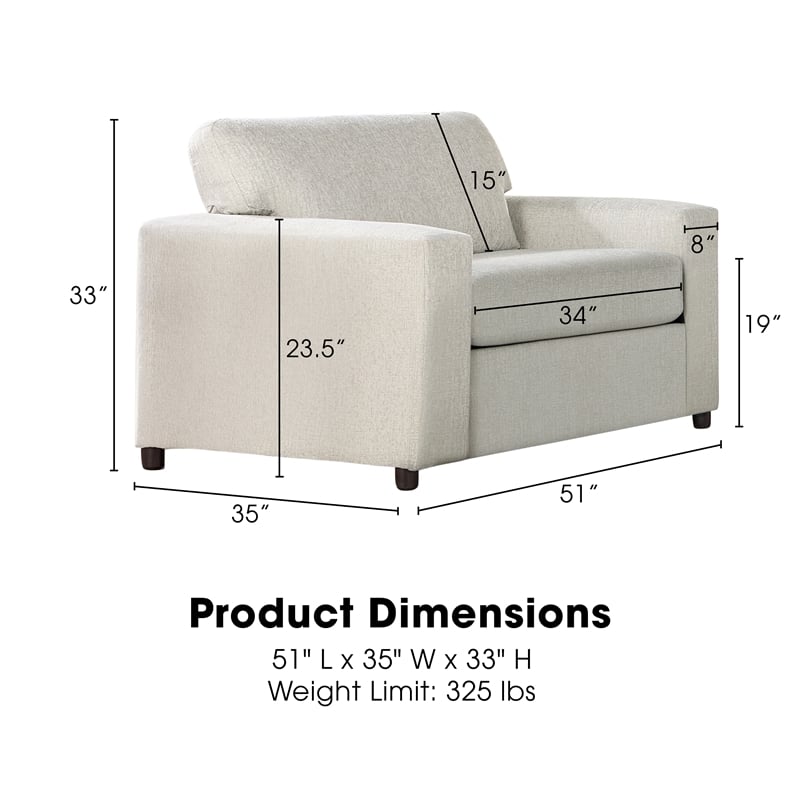 New Classic Furniture Kylo Polyester Fabric Cuddle Chair in Chiffon Natural