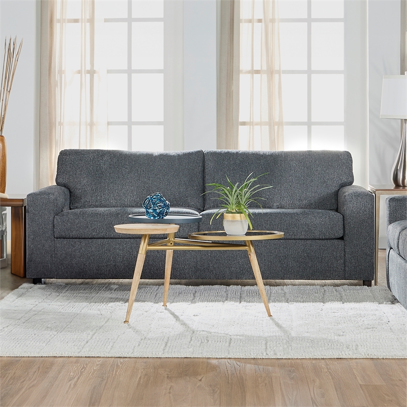 New Classic Furniture Kylo Polyester Fabric 3-Seater Sofa in Ash Gray