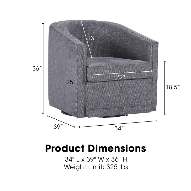 New Classic Furniture Poppy Polyester Fabric Swivel Chair in Dark Gray