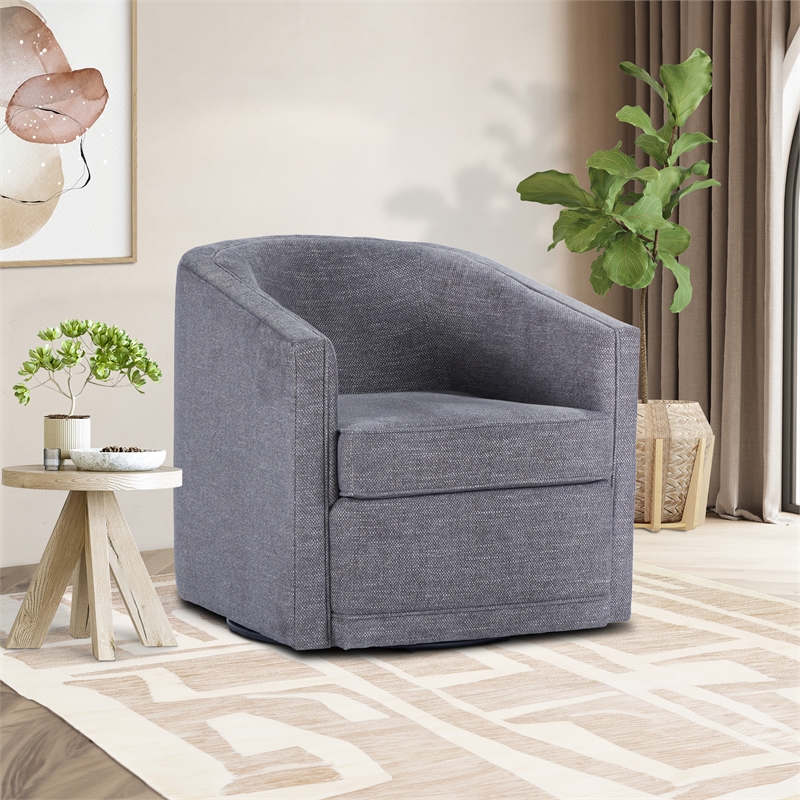 New Classic Furniture Poppy Polyester Fabric Swivel Chair in Dark Gray