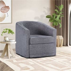 New Classic Furniture Poppy Polyester Fabric Swivel Chair in Dark Gray