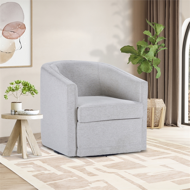 New Classic Furniture Poppy Polyester Fabric Swivel Chair in Light Gray