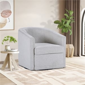 New Classic Furniture Poppy Polyester Fabric Swivel Chair in Light Gray