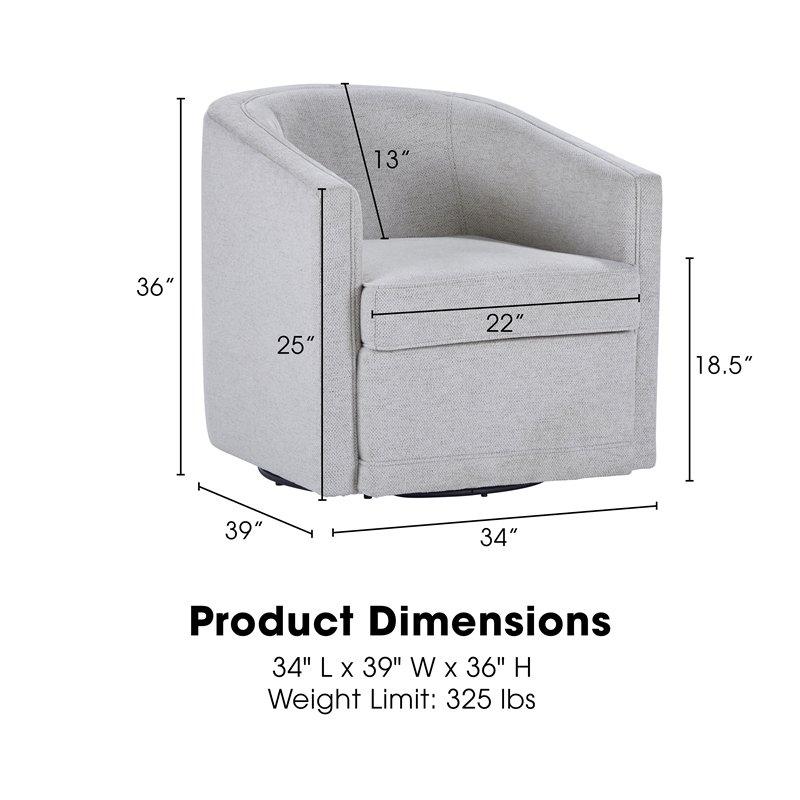 New Classic Furniture Poppy Polyester Fabric Swivel Chair in Light Gray