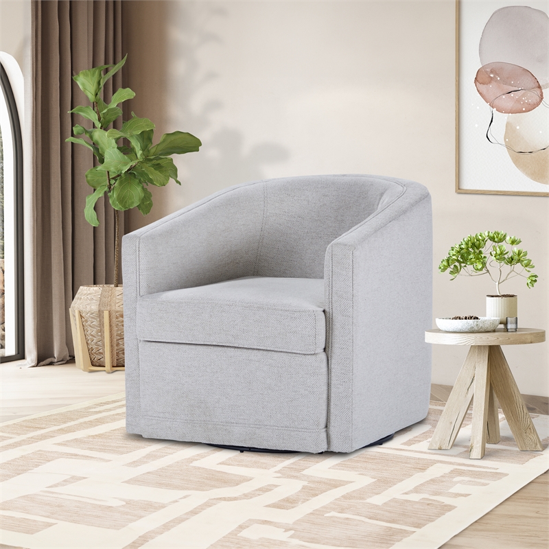 New Classic Furniture Poppy Polyester Fabric Swivel Chair in Light Gray