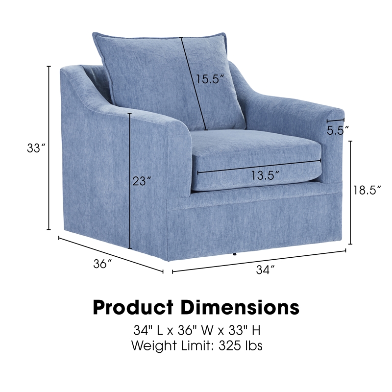 New Classic Furniture Sylvie Polyester Fabric Swivel Chair in Blue Slate