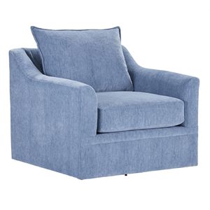 New Classic Furniture Sylvie Polyester Fabric Swivel Chair in Blue Slate