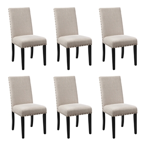 new classic furniture crispin solid wood dining chair - natural beige (set of 6)