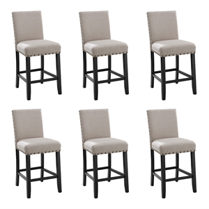 New Classic Furniture Crispin Wood Counter Chairs in Natural Beige (Set of 6)