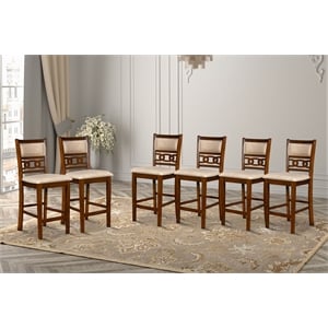 New Classic Furniture Gia Solid Wood Counter Chair in Cherry (Set of 6)