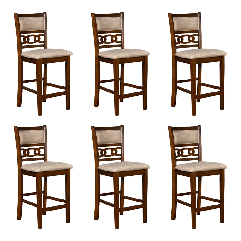 New Classic Furniture Gia Solid Wood Counter Chair in Cherry (Set of 6)