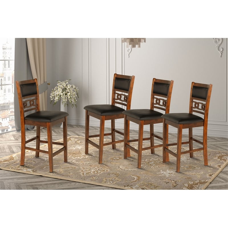 New Classic Furniture Gia Solid Wood Counter Chair in Brown (Set of 4)