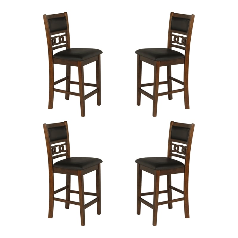New Classic Furniture Gia Solid Wood Counter Chair in Brown (Set of 4)