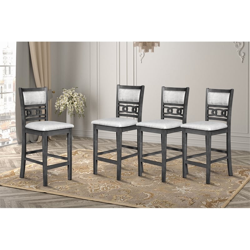 New Classic Furniture Gia Solid Wood Counter Chair in Gray (Set of 4)