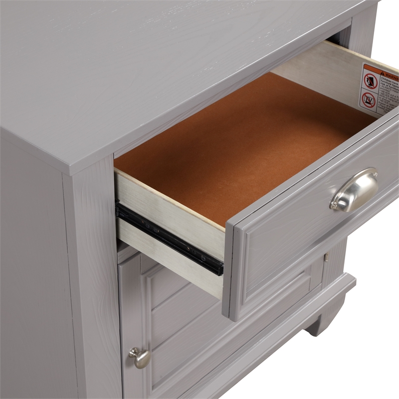 New Classic Furniture Jamestown Solid Wood 1-Drawer Nightstand in Gray