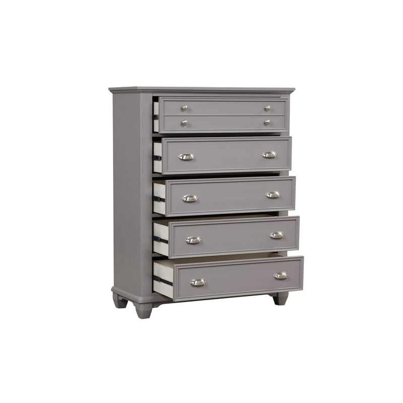 New Classic Furniture Jamestown Wood 5-Drawers Bedroom Chest in Gray