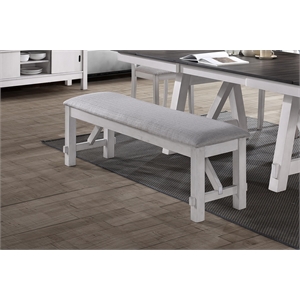 New Classic Furniture Maisie Polyester Fabric & Wood Dining Bench in White