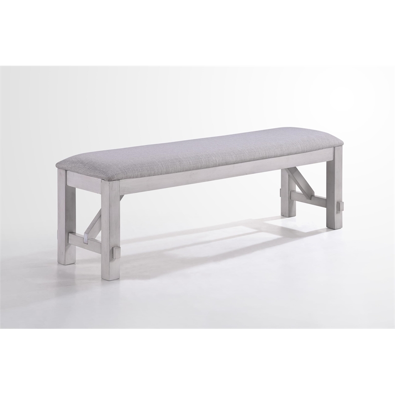 New Classic Furniture Maisie Polyester Fabric & Wood Dining Bench in White