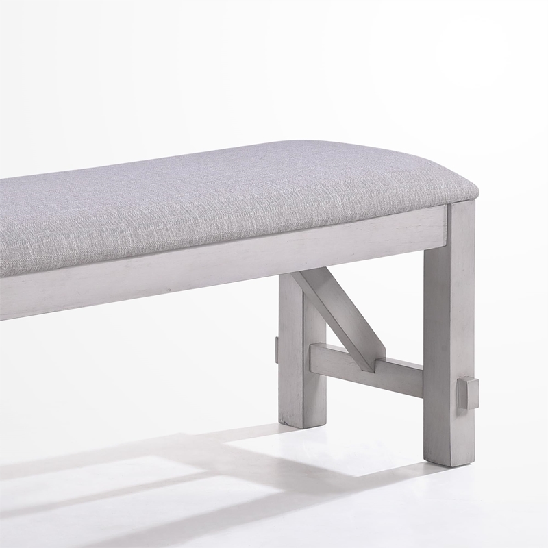 New Classic Furniture Maisie Polyester Fabric & Wood Dining Bench in White