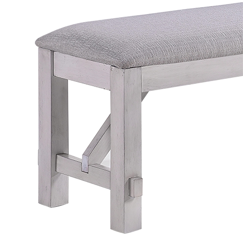 New Classic Furniture Maisie Polyester Fabric & Wood Dining Bench in White