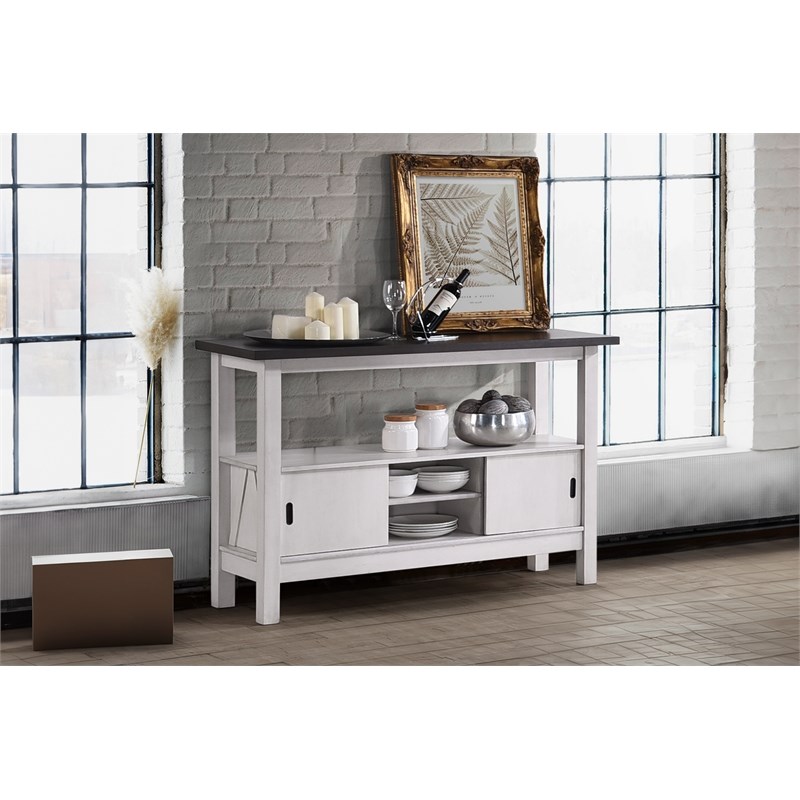 New Classic Furniture Maisie Solid Wood Buffet & Sideboard Server in Brown/White
