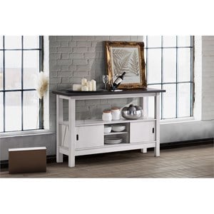 New Classic Furniture Maisie Solid Wood Buffet & Sideboard Server in Brown/White