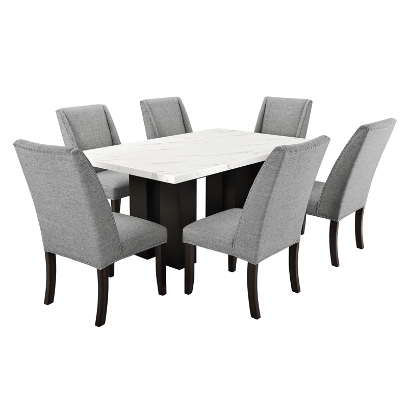 New Classic Furniture Faust 5-Piece Solid Wood Dining Table Set in Gray