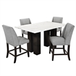 New Classic Furniture Faust 5-Piece Wood Counter Table Set with 4 Chairs in Gray
