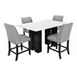 New Classic Furniture Faust 5-Piece Wood Counter Table Set with 4 Chairs in Gray