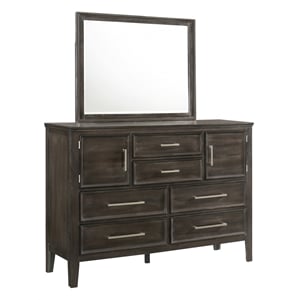 new classic furniture andover solid wood 6-drawers dresser with mirror in nutmeg
