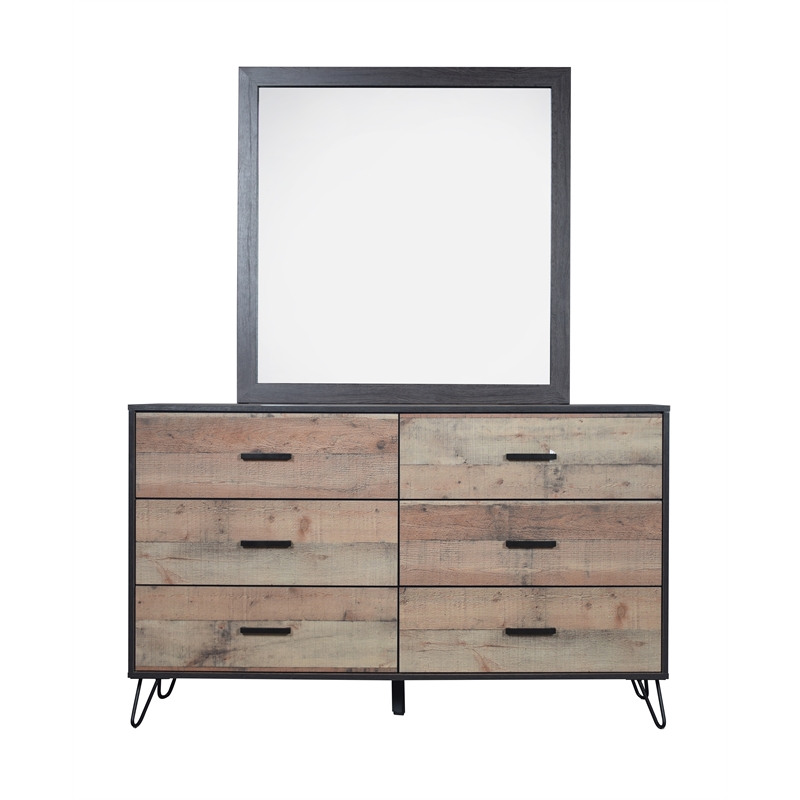 New Classic Furniture Elk River Solid Wood Dressers with Mirror in Rustic White