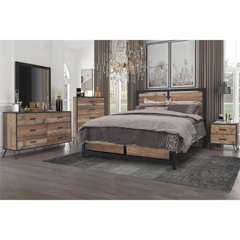 New Classic Furniture Elk River Solid Wood Dressers with Mirror in Rustic White