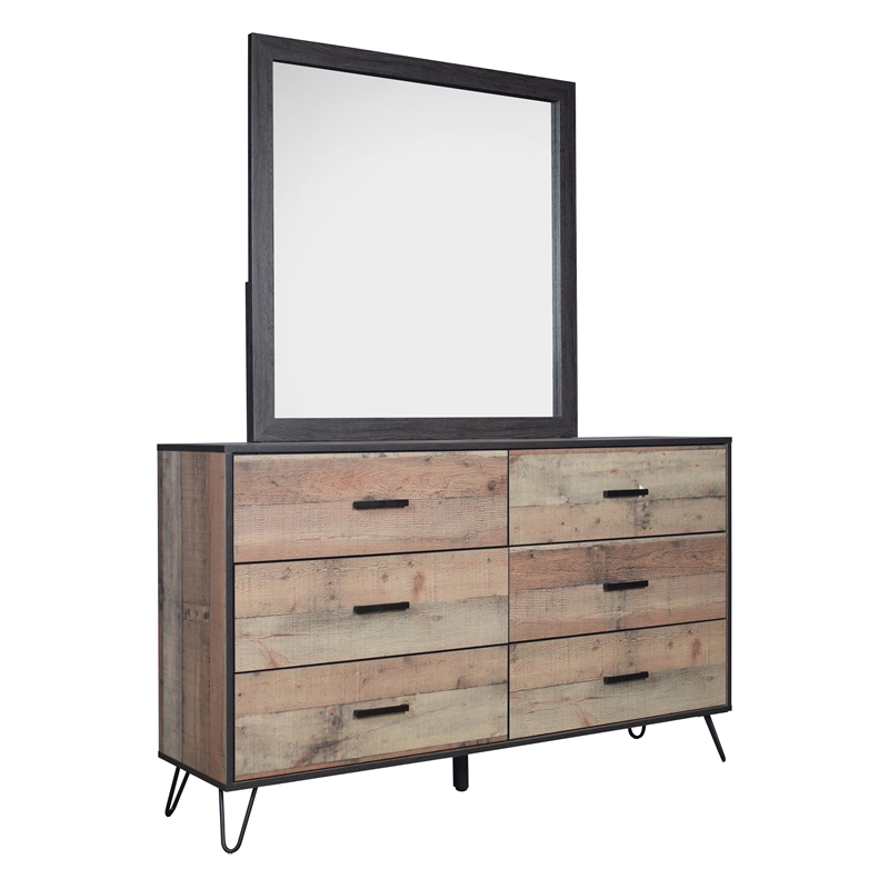 New Classic Furniture Elk River Solid Wood Dressers with Mirror in Rustic White
