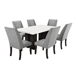 New Classic Furniture Faust 7-Piece Wood Counter Table Set with 6 Chairs in Gray