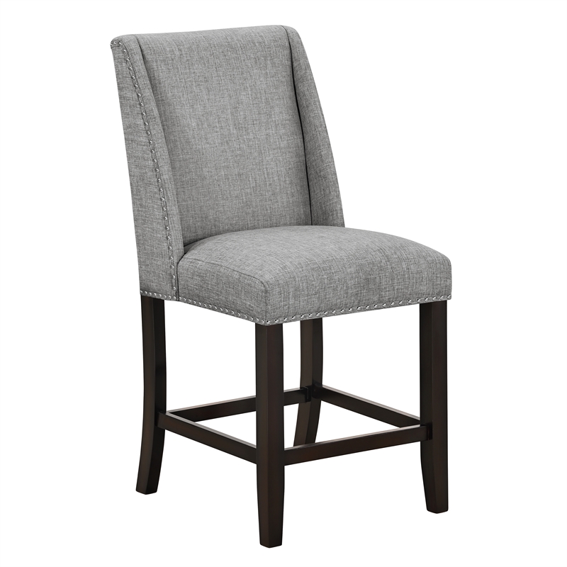 New Classic Furniture Faust 7-Piece Wood Counter Table Set with 6 Chairs in Gray