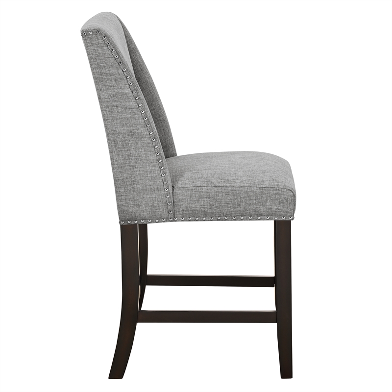 New Classic Furniture Faust 7-Piece Wood Counter Table Set with 6 Chairs in Gray