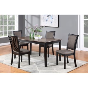 New Classic Furniture Potomac 5-Piece Rectangle Wood Dining Set in Brown/Black
