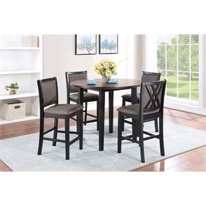 New Classic Furniture Potomac 5-Piece Solid Wood Counter Dining Set Brown/Black