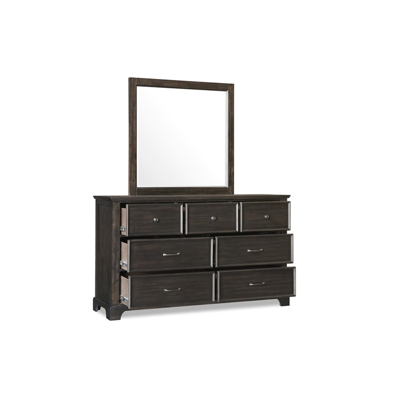 New Classic Furniture Stafford County Solid Wood 7-Drawer Dresser in Walnut