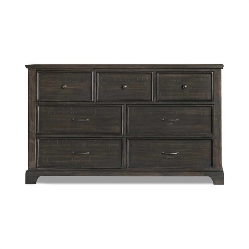 New Classic Furniture Stafford County Solid Wood 7-Drawer Dresser in Walnut