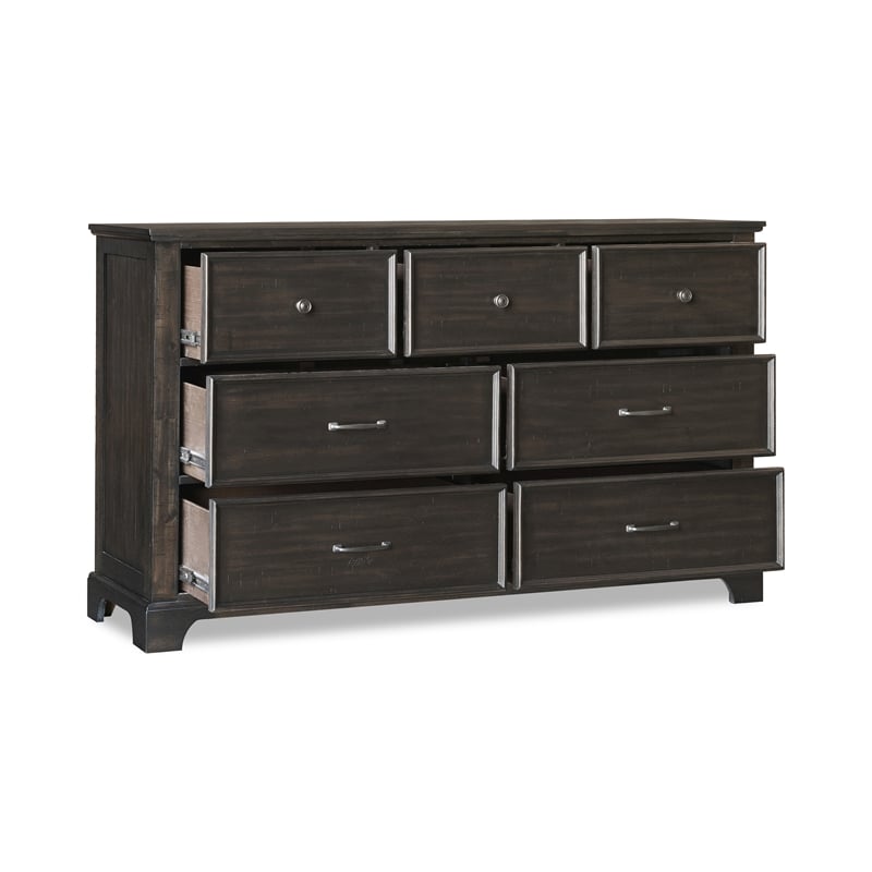 New Classic Furniture Stafford County Solid Wood 7-Drawer Dresser in Walnut